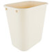 A beige rectangular plastic bin with a white lid.