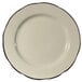 CAC SC-6B Seville 6 3/8 inch Ivory (American White) Scalloped Edge China Plate with Black Band - 36/Case