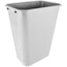 A gray rectangular plastic trash can.