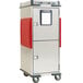 A grey and red Metro C5 holding cabinet with red doors.