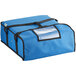 A blue insulated bag with black straps and a zipper.