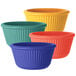 A group of colorful fluted melamine ramekins.