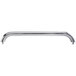 A chrome metal handle with screws and a metal bar with holes.