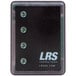 A close-up of a black LRS Staff Transmitter box with a button on it.