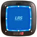 A blue LRS digital clock with a digital display.