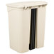 A beige rectangular Lavex step-on trash can with black handles.