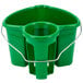 A green plastic San Jamar Kleen-Pail with metal handle.