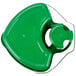 A green San Jamar plastic cleaning caddy with a wire handle.