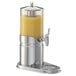 A silver and plastic Frilich juice dispenser set.