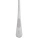A close-up of a Mercer Culinary stainless steel slotted bowl plating spoon.