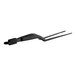 Mercer Culinary black plastic tongs with offset tips.