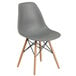 A gray Flash Furniture Elon Series plastic chair with wood legs.