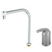 A silver T&S side mount faucet with a round knob.