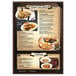 A Menu Solutions customizable hardboard menu board with pictures of food on it.