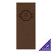 A brown rectangular menu board with a logo on it.