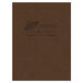 A brown Menu Solutions customizable menu board with text and picture corners.