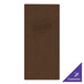 A brown rectangular hardboard menu board with white text on it.