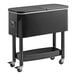 A black Choice beverage cooler cart with wheels.
