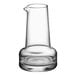 An American Metalcraft clear glass carafe with a small handle.