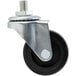 A Choice black metal swivel caster.