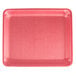 A red rectangular CKF foam meat tray.