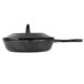 A Lodge pre-seasoned cast iron mini skillet with a lid.