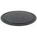 A Tablecraft Frostone round faux slate melamine display tray with a black rim.