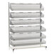 A Metro qwikSIGHT metal rack with six basket shelves.