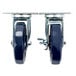 A pair of Alto-Shaam casters with blue wheels.