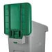 A green and grey Rubbermaid Slim Jim recycling container with a lid.