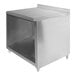 A stainless steel enclosed cabinet base with a shelf.