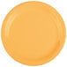 A close-up of a GET Tropical Yellow narrow rim melamine plate.