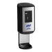 A black and silver Purell hand sanitizer dispenser.