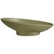 A G.E.T. Enterprises Bugambilia oval bowl with a willow green finish on a white surface.