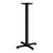 A black Lancaster Table & Seating bar height column table base with a cross base.