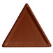 A brown triangle shaped G.E.T. Enterprises buffet platter with a smooth finish.