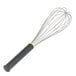 A Matfer Bourgeat stainless steel wire whisk with a black Exoglass handle.