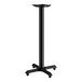 A black Lancaster Table & Seating bar height column table base with two legs.