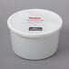 A white David's Cookies container with a white lid.