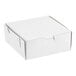 A plain white, square bakery box with a closed lid, suitable for pies or baked goods.