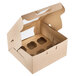 A Baker's Mark kraft cardboard cupcake box with a window and 6 cupcake holders.