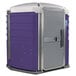 A purple and white PolyJohn wheelchair accessible portable toilet.