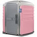 a pink and grey portable toilet