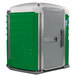 a green and silver portable toilet