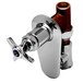 A chrome plated T&S concealed straight valve with a brass four arm handle.