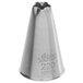 A silver cone-shaped metal Ateco Drop Flower piping tip.