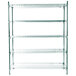 A Metro Metroseal 3 wire shelving unit with four shelves.