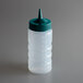 A Vollrath Color-Mate clear plastic squeeze bottle with a green tip and lid.