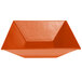 A tangerine resin-coated aluminum square bowl.