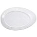 A white oval melamine plate with a navy Van Gogh design on the rim.